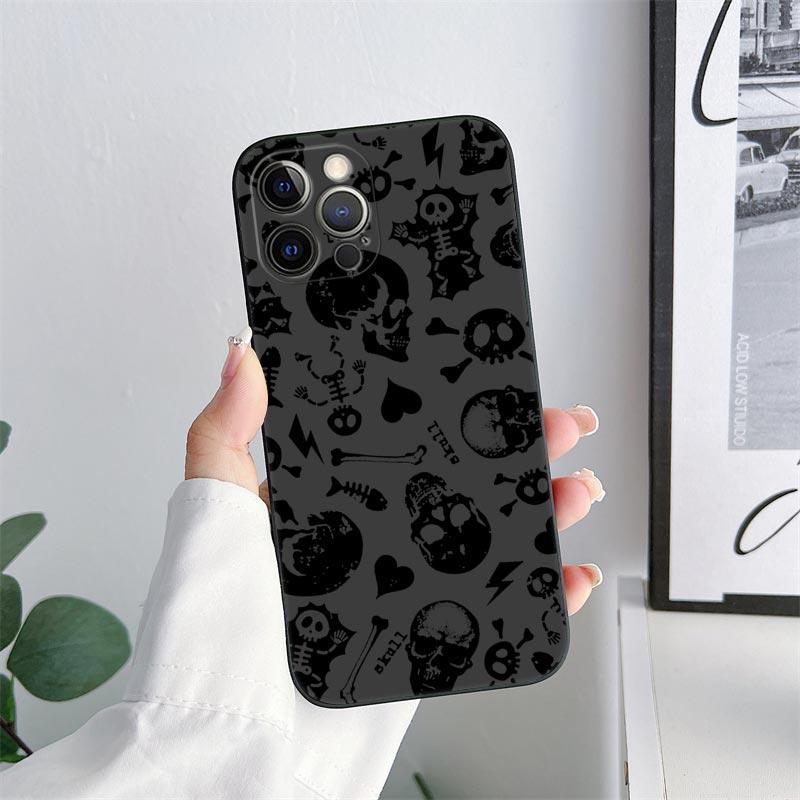 Halloween Bone Skull Phone Case for iPhone 11 13 15 16 17 Pro Max Cases Coque 14 Plus 17Air 13 Pro 12 11 XS 17Pro TPU Soft Cover