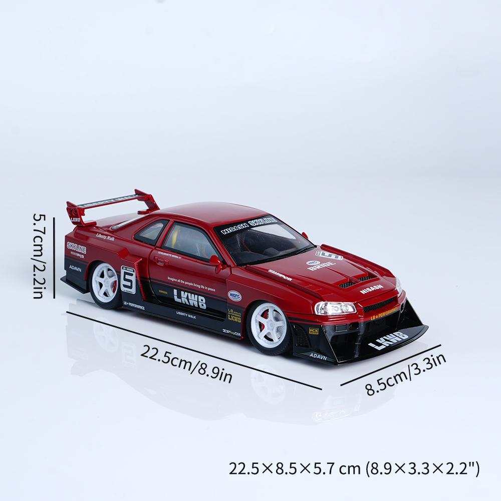 Литой алюминиевый игрушечный автомобиль 1:24 Gtr Skyline Модель автомобиля Модель автомобиля Высококачественная модель автомобиля Подарок для мальчиков
