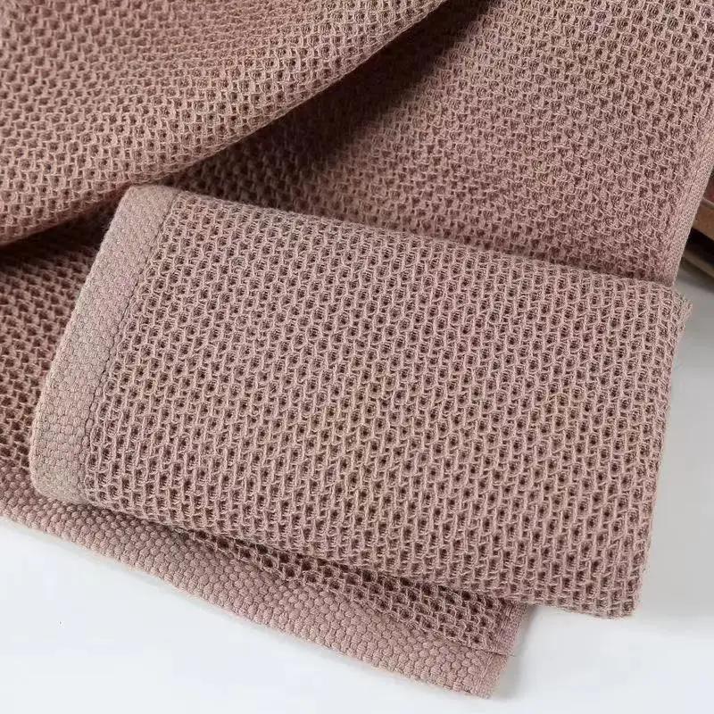 2PCS Cotton Bath Towels for Adults Children High Quality Waffle Towels Absorbent Quick Dry Soft Home Bathroom Washcloth