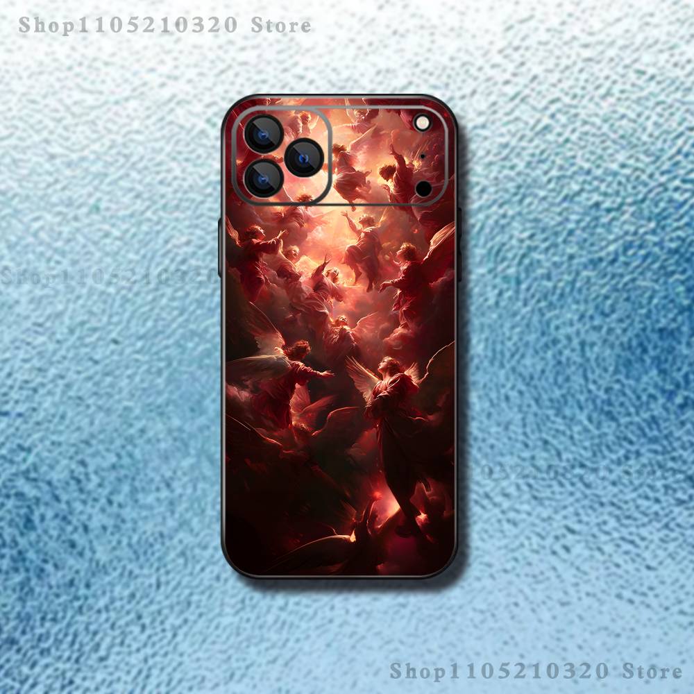 Чехол для телефона 'Падший Ангел Живопись' для iPhone 17,16,15,14,13,12,11,Pro,Max,Plus,E,Air,Mini Защитный Черный Чехол
