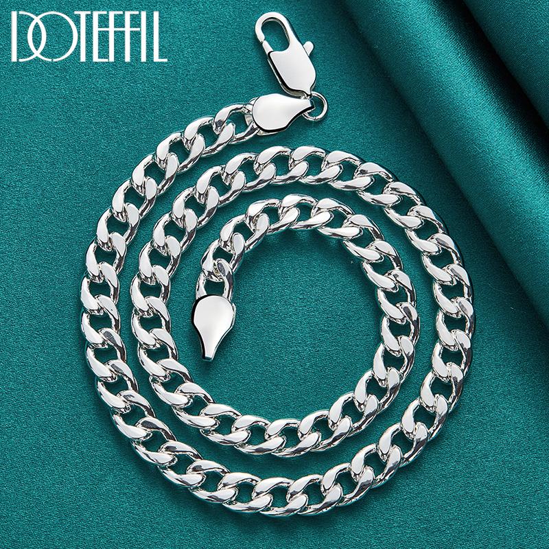 Боковая цепочка 10 мм Ожерелье из стерлингового серебра 925 пробы Модные подарочные ювелирные изделия