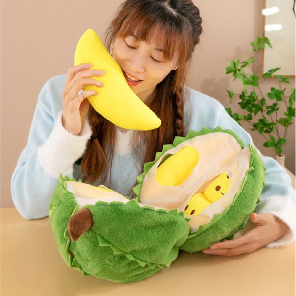 Soft Fruit Durian Plush Pillow Fluffy Peeling Durian Plush Doll Kids Holiday Gifts