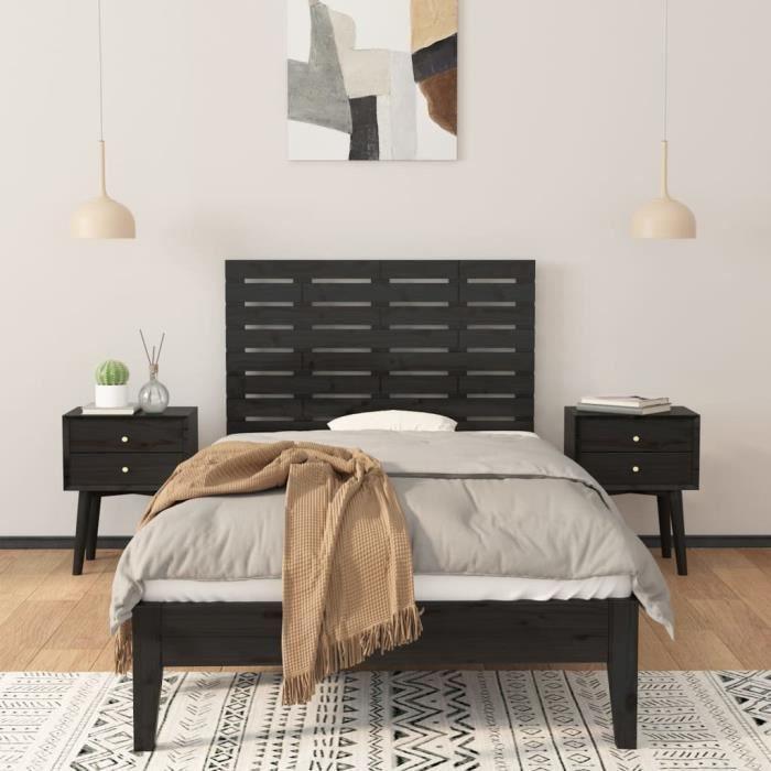 824727 vidaXL Wall-mounted Headboard Black 96x3x63 Cm Solid Pine Wood