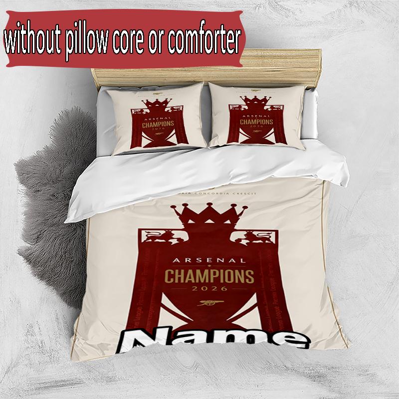 3pcs Duvet Cover Set (1*Duvet Cover + 2*Pillowcase, Without Core), Custom Name football team Pattern Bedding Set, Home Bedroom Decor Gift