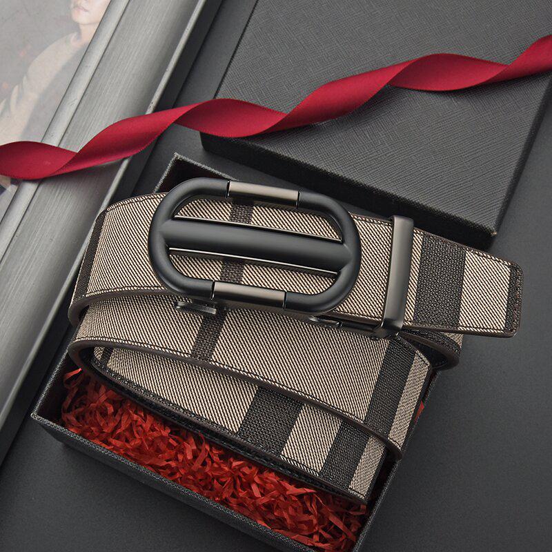 Мужской ремень из коровьей кожи с автоматической пряжкой из полого сплава высшего качества — универсальный и стильный