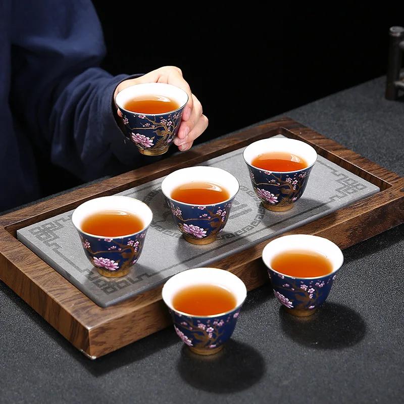 Керамический чайный сервиз с синим золотом, расписанный вручную, чашка Master Cup, аксессуары для чайного столика, чайный сервиз в стиле кунг-фу, креативные расписанные вручную чашки