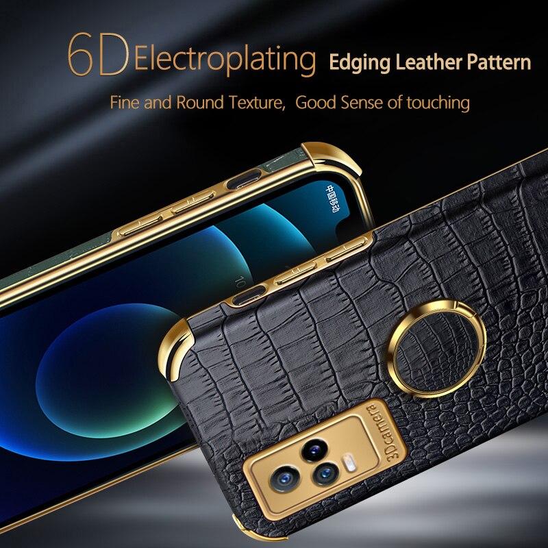 Силиконовый чехол-подставка с 6D покрытием для VIVO Y21 Y33S Y31 Y51 2020 Y73 4G Y72 Y52S Y31S Y73S 5G Y70 Y12S Y70S Y50 Y19, чехол для телефона с текстурой крокодиловой кожи