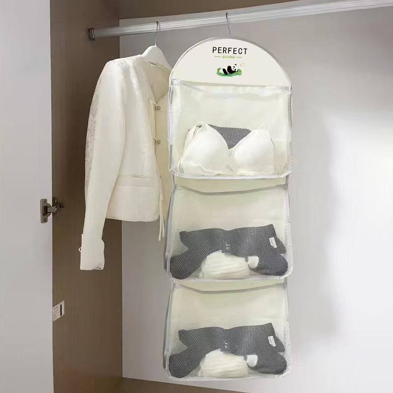 NEW Hanging Mesh Storage Bag, Multi-layer Organizer with Large Capacity, Space Saving Wardrobe Solution for Socks & Accessories