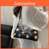And Flower Fashion Chain Decoration Stone Texture Women Casual Bag Shoulder