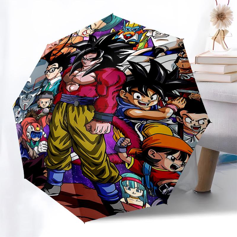 1pc Dragon Ball Z Characters Automatic Opening Folding Umbrella 3-Fold Design with 8-Bone Iron Frame Outdoor for Fans, Travelers, Everyday Use Perfect
