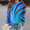 Tops For Women Oil Painting of Rivers Print Round Neck Long Sleeve T-shirt Fall Casual Slim Pullover Women's Long Sleeve Top