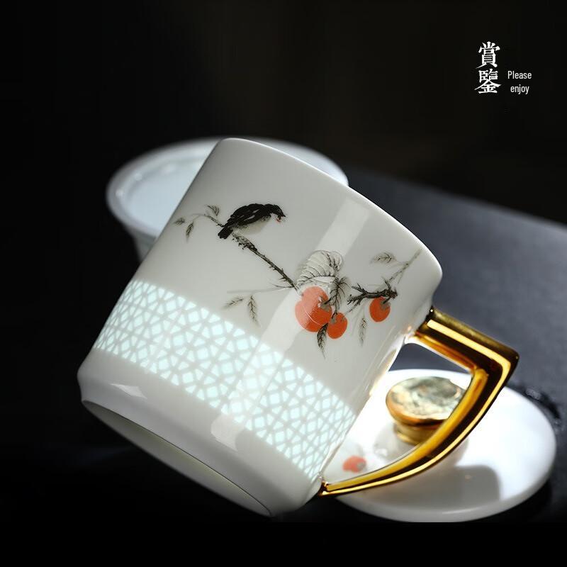 Керамическая кружка-сепаратор для чая Jingdezhen с крышкой