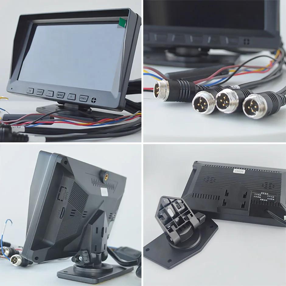 7-дюймовый 4-канальный автомобильный видеорегистратор с разделенным экраном, монитор-регистратор с камерой заднего вида AHD для автофургонов/грузовиков/автобусов/пикапов/прицепов/Вирджинии