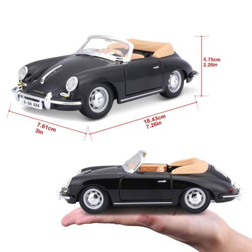 Bburago 1/24 Scale Porsche 356B Cabriolet 1961 Black / Diecast Model Car, Finished Product, 18-22078