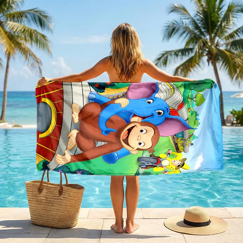 Curious George Fashion Beach Towel: Ideal for Summer Adventures Soft, absorbent and quick drying suitable for swimming and bathing