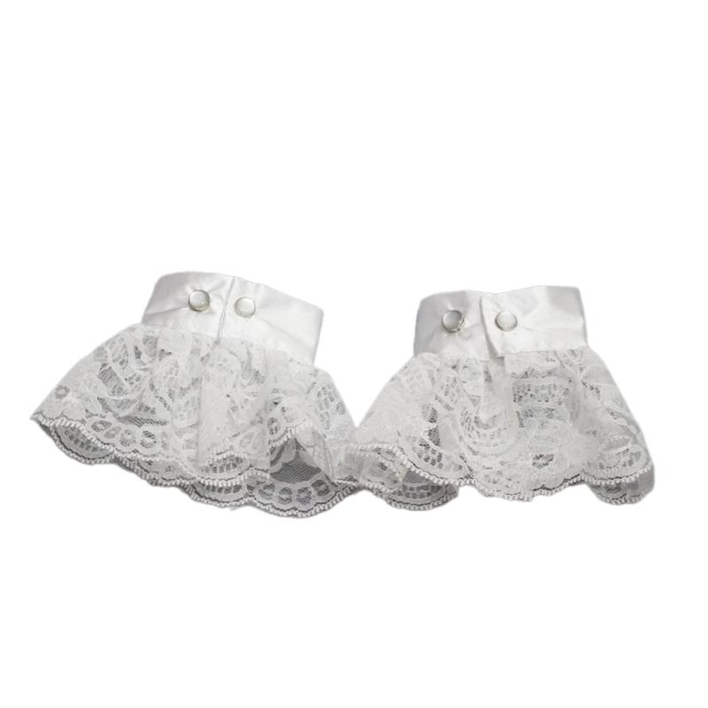 Women Vintage Princess Fake Collar Gothic Black Faux Leather Ruffled Floral Lace Choker Necklace Victorian Neck Ruff