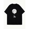Black Oversized T Shirt With Moon Balloon And Astronaut Print For Casual Wear