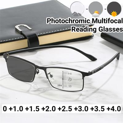 Деловые мультифокальные фотохромные очки для чтения двойного назначения для близи и дали Мужские очки против синего света Очки для пресбиопии