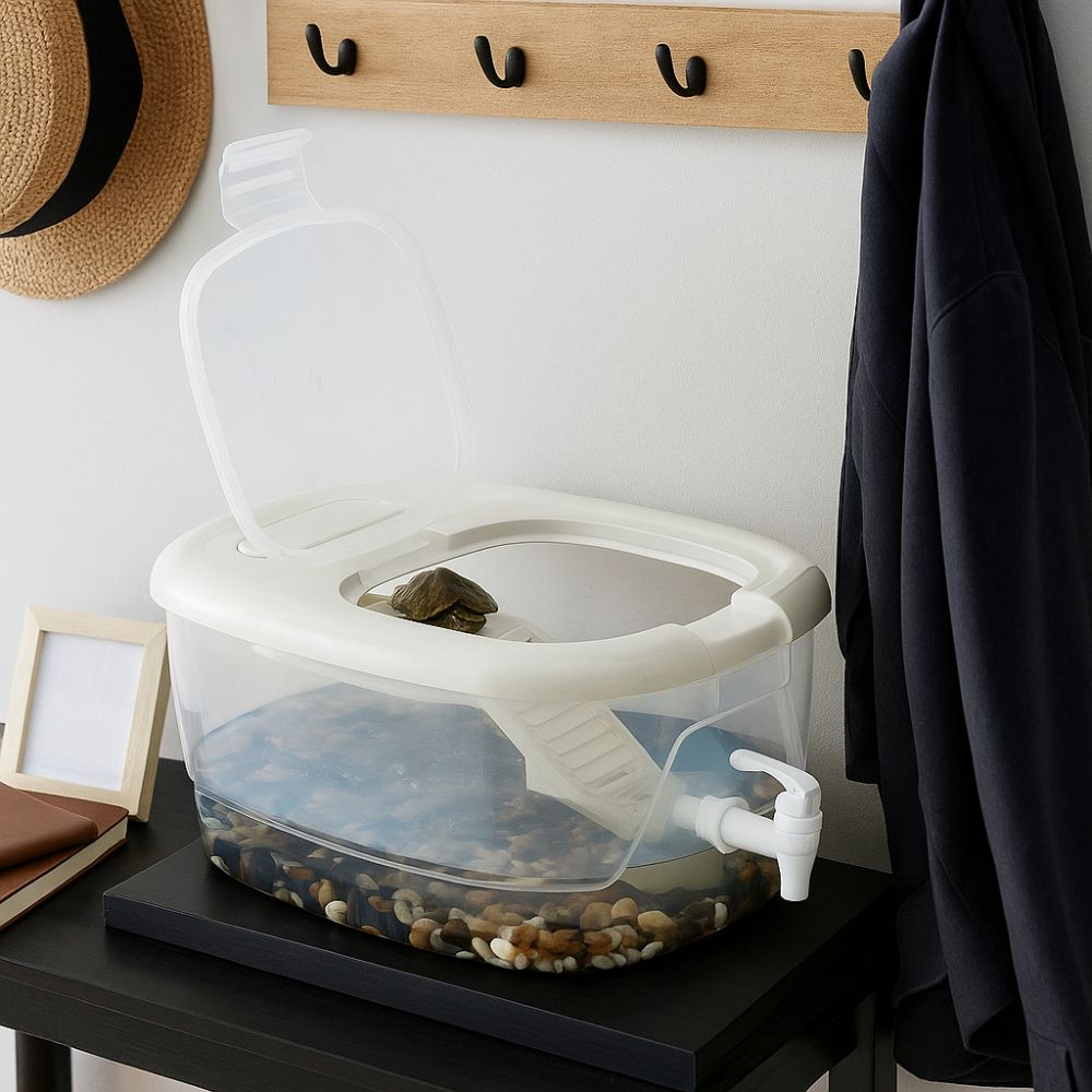 Большой аквариум для черепах с дренажным клапаном, коробка для кормления черепах, для черепах, змей, ящериц