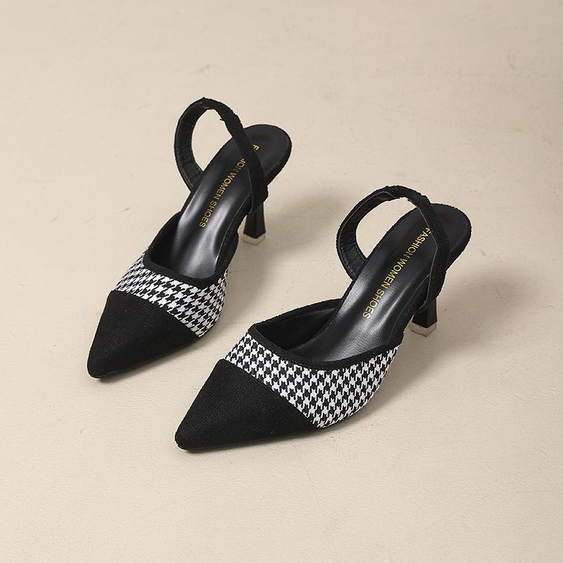 2025 весна и лето новые остроносые туфли на высоком каблуке женский тренд с сандалиями на ремешке через подъем, тонкий каблук, сандалии с закрытым носком