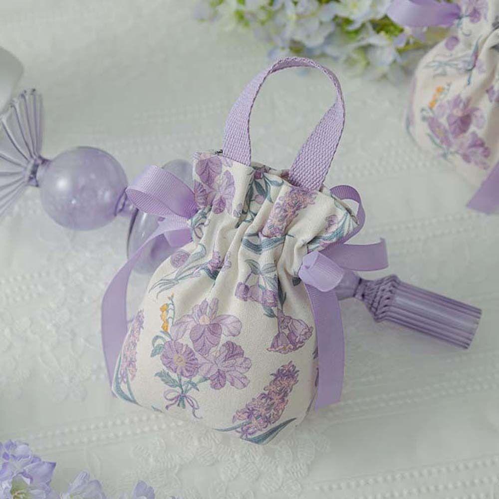 Large Capacity Canvas Drawstring Bag Bird Bowknot Handbag Fashion Festive Sugar Bag Outdoor