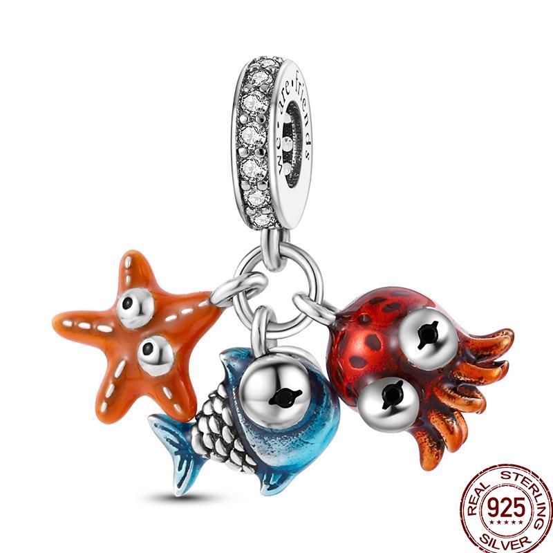 Медь Серия Океан Осьминог Морская звезда Морская рыба Подвески Бусины Подходят для браслетов 3 мм DIY Ювелирные изделия Мадам Подарок