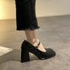 Women Mary Jane Shoes Elegant Square Toe Thick Heel Shoes Casual Party Dress Single Shoes 2025