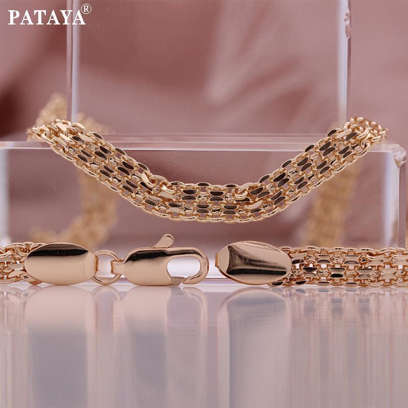 PATAYA Ожерелье ручной работы цвета розового золота шириной 5,5 см, итальянское ремесло, цепочка для женщин и мужчин