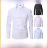 2025 Spring/Summer Men's Large Solid Color Casual Long Sleeve Shirt
