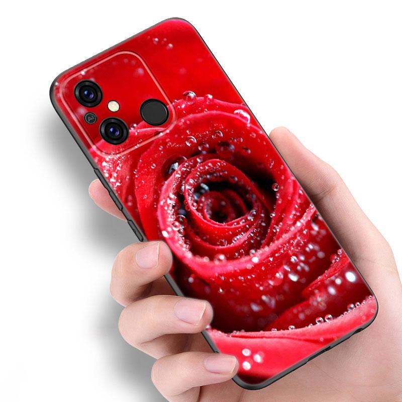 Bright Red Roses Flowers Black Case For Xiaomi Redmi 11 Prime 11A 12C 13C A1 A2 Plus A3 12 4G 10 13R 5G 9A 10A 9C 10C 9i 12R