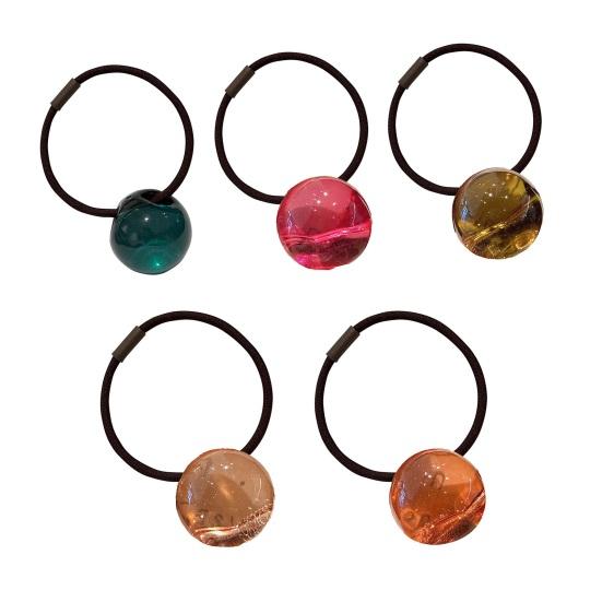 2Pcs Women Hair Ropes Transparent Jelly Ball Design High Elasticity Hair Ties No Damage Ponytails Buns Holder Hair