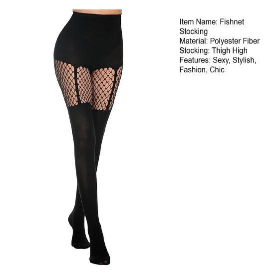 Женские чулки в сетку, сексуальные чулки до бедра, готические черные леггинсы в сетку с высокой талией