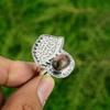 Sterling Silver Rhodonite Gemstone Unique Art Deco Wedding Birthday Ring Jewelry