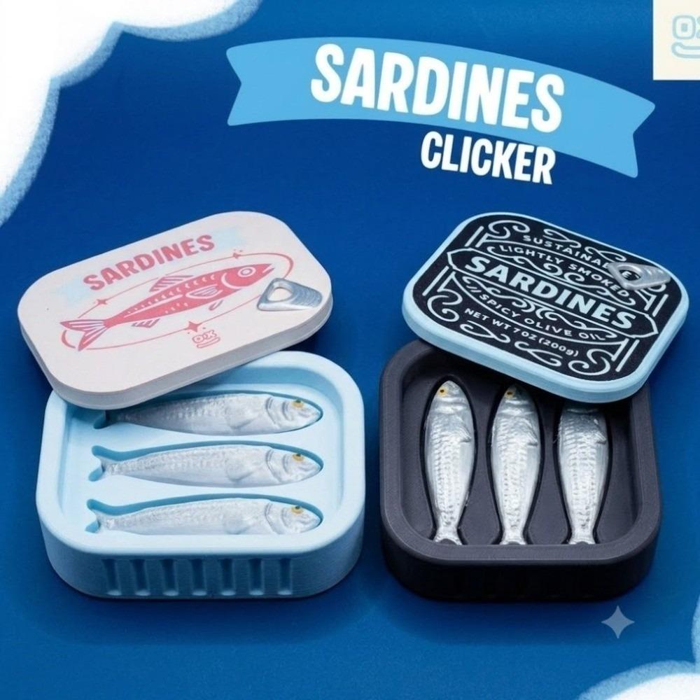 Cute Design Sardine Clicker Press Sound Device Sardine Tin Decompression Toy Bag Accessory