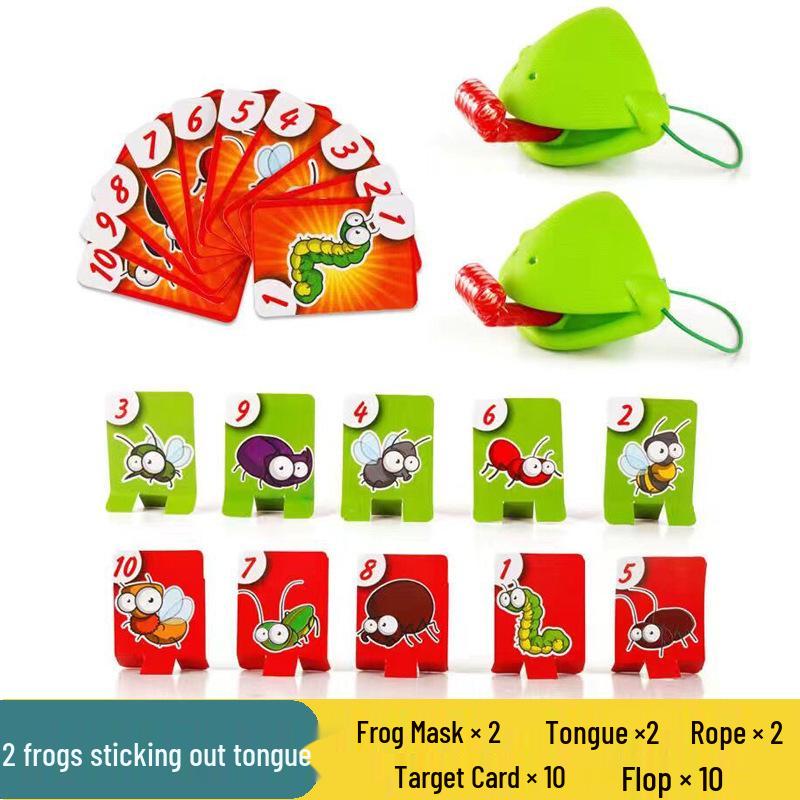 Frog Tongue Tabletop Game: Blow-up Chameleon Lizard Mask for Parent-Child Play
