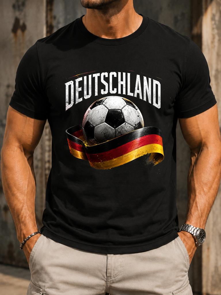 Gerunisexy Soccer Football Wrapped In Red Gold Ribbon Arched Deutschland Text And Vintage Sporty Unisex All TShirt