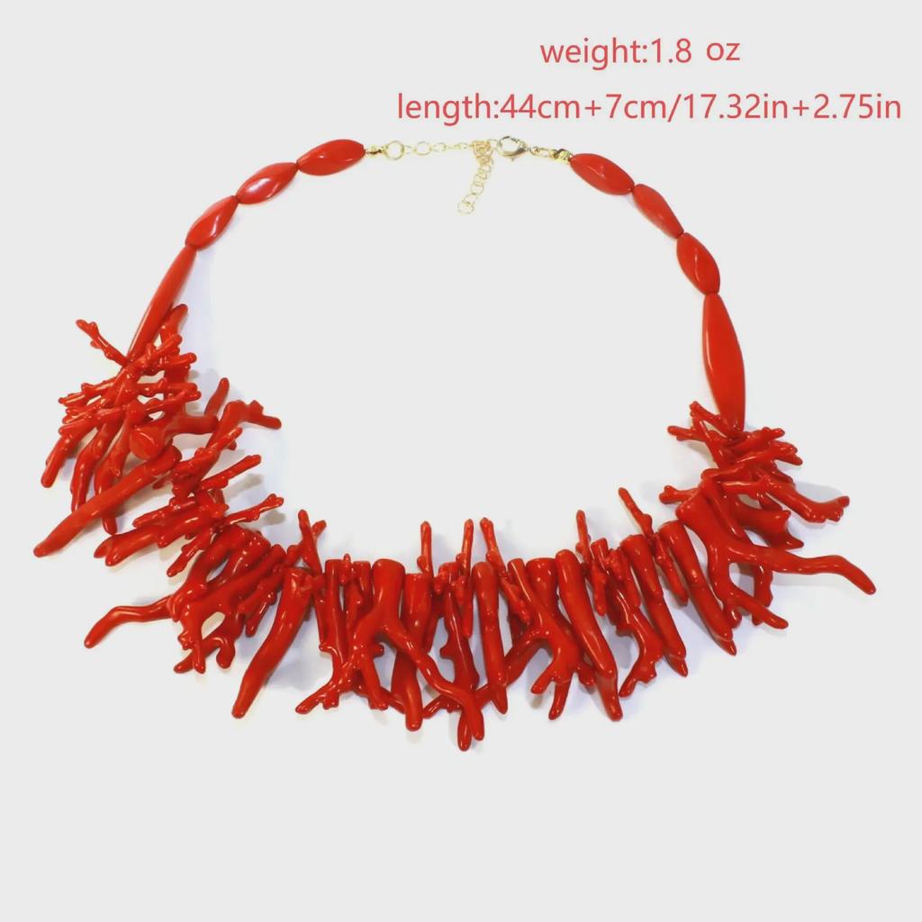 Handmade Multi-Layer Coral Beaded Necklace - Personalized Resin Clavicle Chain