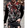 3D Tiger Print Long Sleeve T-shirt Spring And Autumn Men's Daily Casual Long Sleeve Top Urban Street Fashion Long Sleeve T-shirt