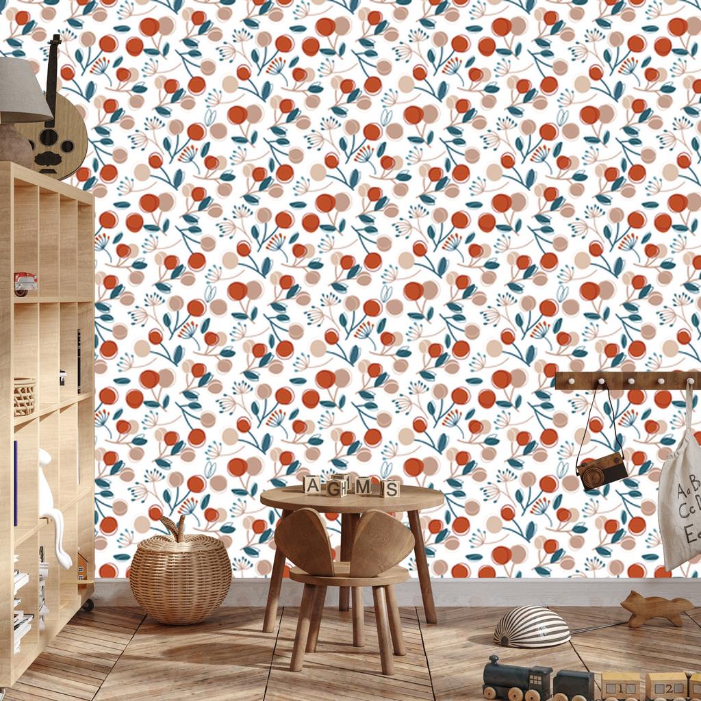 Forest Animals and Plants Wallpaper White and Light Gray 50x1000