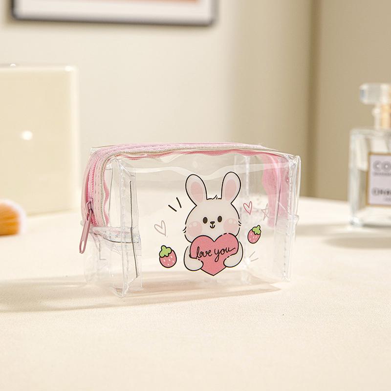 Мини-прозрачный кошелек для монет из ПВХ, водонепроницаемая сумка для наушников, мультяшная сумка для помады с животными, портативный чехол для ключей