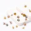 30pcs Gold Color Stainless Steel Screw Eye Pins Bail Top Drilled Beads End Caps Pendant Charms Connectors for DIY Jewelry Making