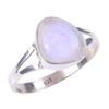 Кольцо из натурального радужного лунного камня ручной работы из чистого серебра 925 пробы, размер 9, T0h46