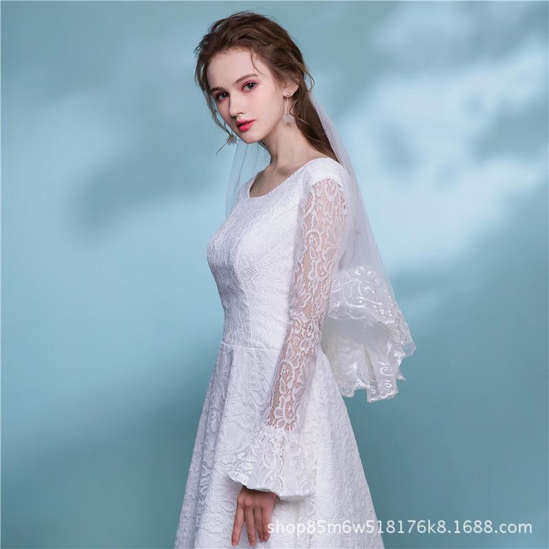 Wedding Accessories Short Wedding Veil White Ivory One Layer Bridal Veil Appliques Lace Edge