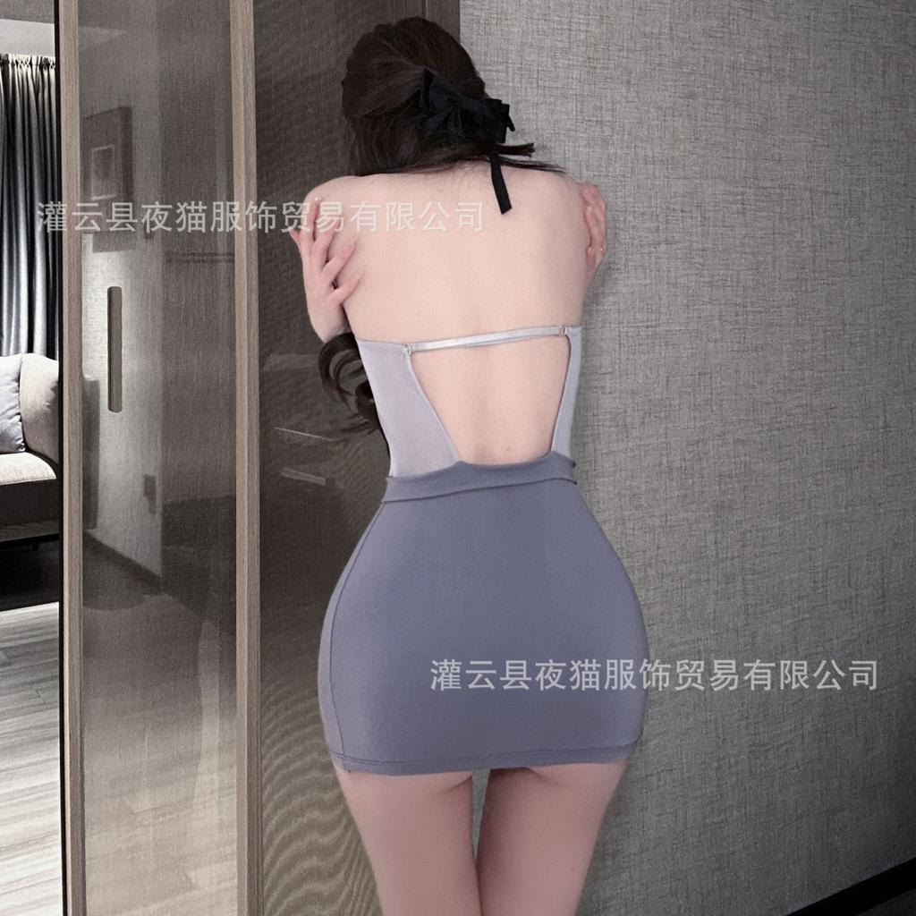 Stewardess secretary sexy lingerie pure desire wind perspective mesh nightdress women's hip skirt uniform cover