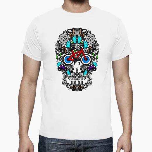 Symmetry Color of Skeleton Bicycle TShirt Summer Cotton ONeck Short Sleeve Mens T Shirt New S3XL