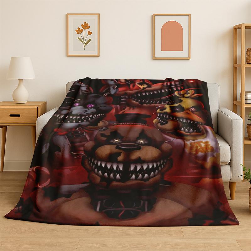 Classic FFNAF Horror Game Freddy Flannel Blanket Soft Warm Throw Blanket for Bedroom Living Room Bed Travel Camping Picnic
