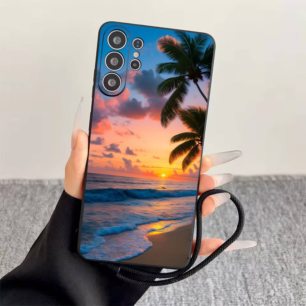 Лето у моря Чехол для телефона Для Samsung S25,S24,S21,S22,S23,S30,Ultra,S20,Plus,Fe,Мягкий силиконовый Черный чехол