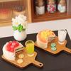 5Pcs Diy Decoration Dollhouse Simulation Cake Dessert Milk Juice Set Mini Kitchen Tray Tableware Accessories Kids Toys