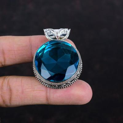 Подвеска с ограненным индиголитом, натуральный драгоценный камень, винтажная бижутерия, серебряный кулон 925 пробы, ручная работа, потрясающий кулон, подарки на годовщину