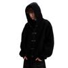 Unisex Hooded Jacket Winter Loose Fit Zipper Front With Metal Button Detail Streetwear Casual Outerwear